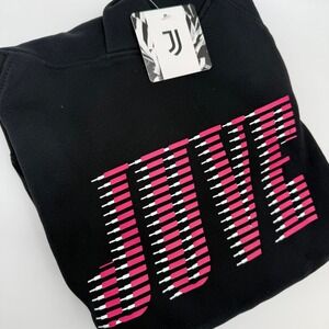 Juventus Black Hoodie‎ Pullover Graphic Sweatshirt Size L Soccer Italy